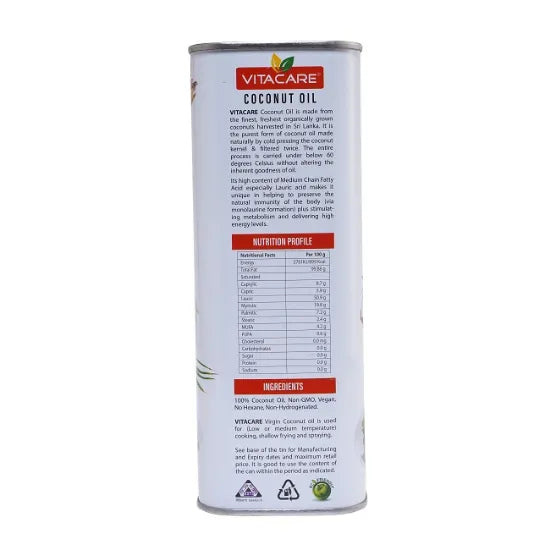 Vitacare Cooking Coconut Oil (Can) Extra Virgin 1000 ml