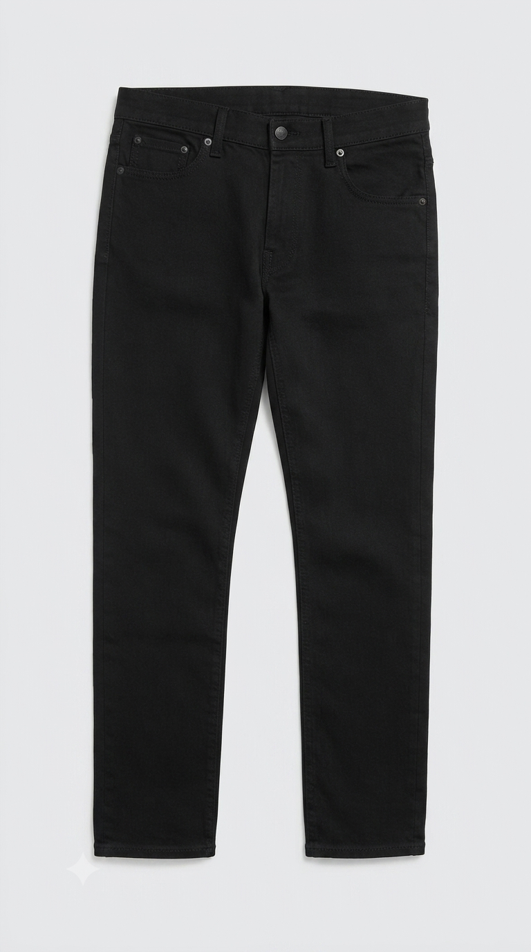 Pure Black Authentic Japanese Selvedge Slim Straight Fit Jeans