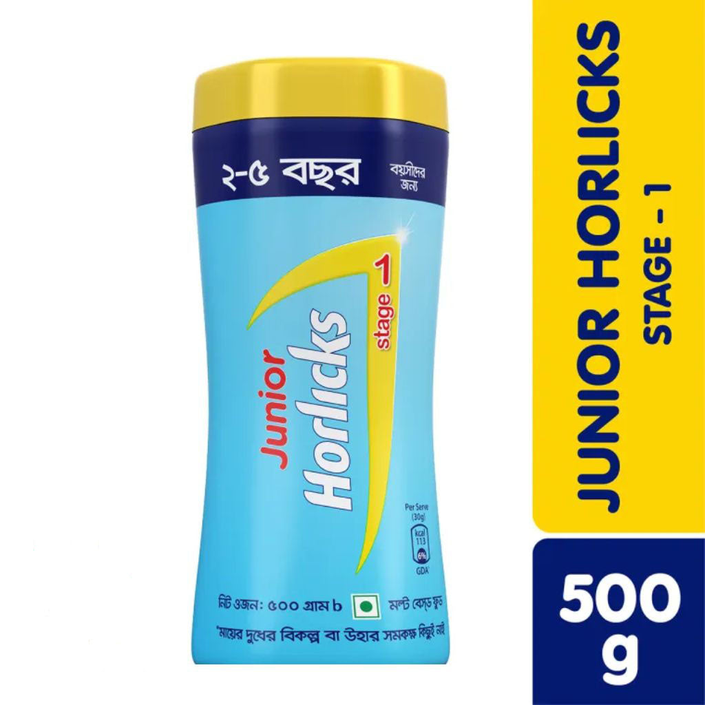 Junior Horlicks Health and Nutrition Drink Stage 1 (2-5 Years) Jar 500g (Powder Drink)