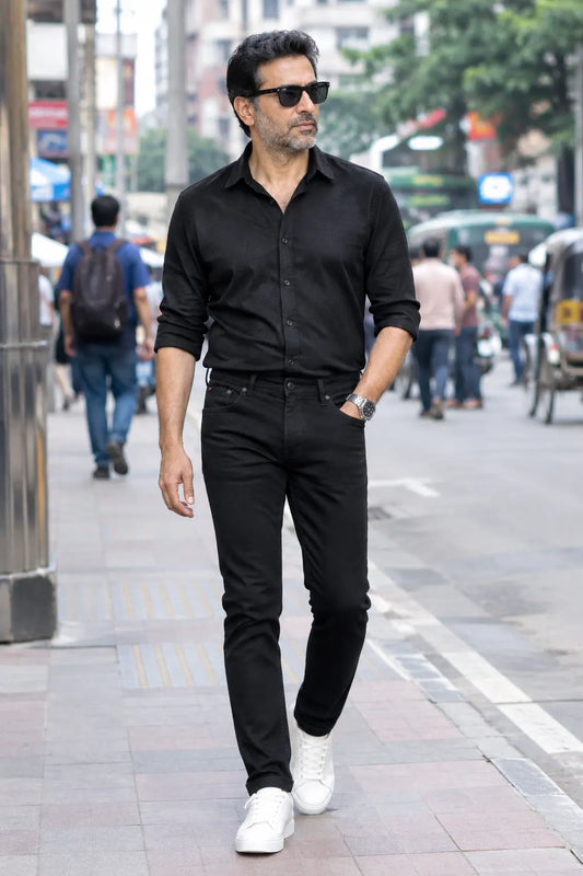 Authentic Jet Black Slim Fit Denim Jeans