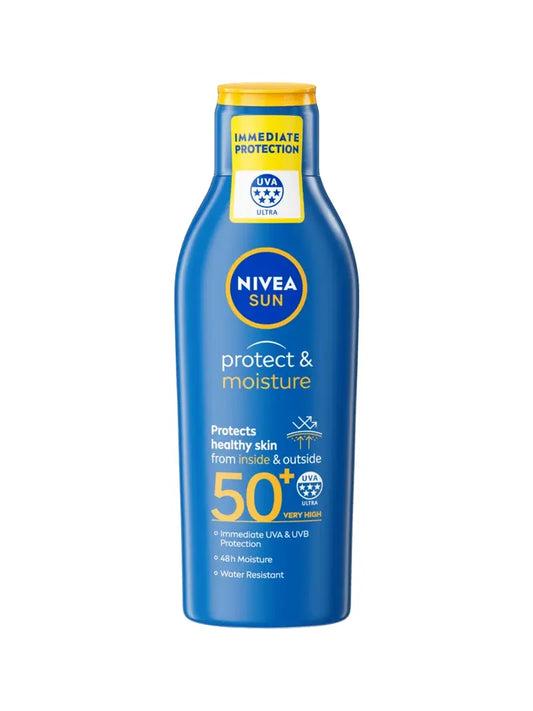 NIVEA SUN PROTECT & MOISTURE LOTION SUN CREAM SPF50+, 200ML (Imported from UK)