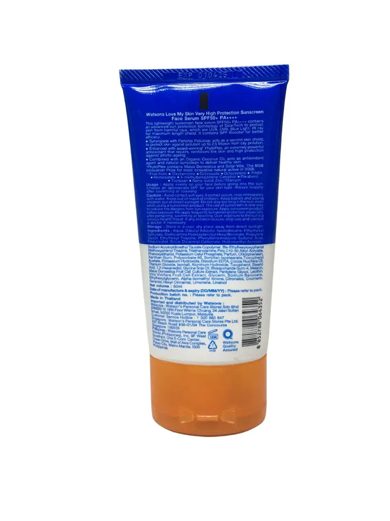 WATSONS Very High Protection Sunscreen Face Serum SPF50+ 50ml (Imported from Thailand)