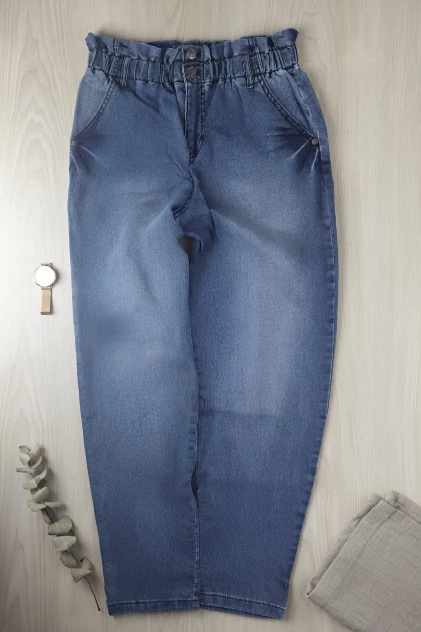 Branded Girls Blue Baggy Stretch Jeans